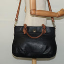 MCM Vicetos Logogram Hand Bag Leather 2way Black Auth 138003-25