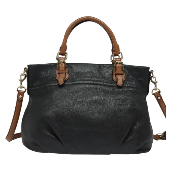 MCM Vicetos Logogram Hand Bag Leather 2way Black Auth 138003
