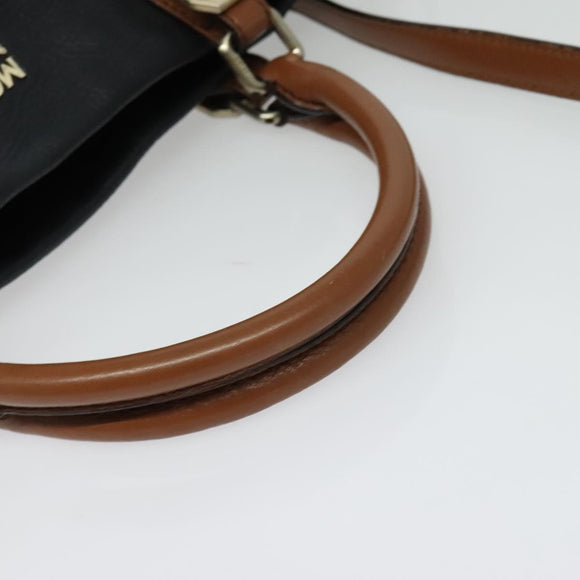 MCM Vicetos Logogram Hand Bag Leather 2way Black Auth 138003