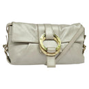 BVLGARI Chandra Shoulder Bag Leather White Gold Auth 138027-1