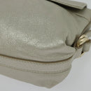 BVLGARI Chandra Shoulder Bag Leather White Gold Auth 138027-16