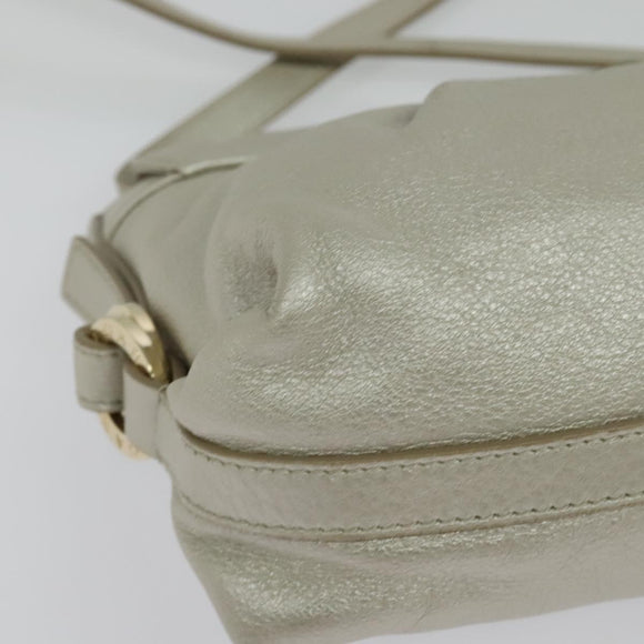 BVLGARI Chandra Shoulder Bag Leather White Gold Auth 138027