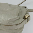BVLGARI Chandra Shoulder Bag Leather White Gold Auth 138027-8