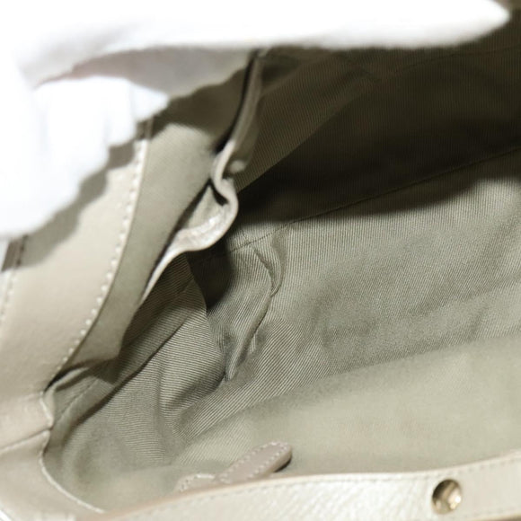 BVLGARI Chandra Shoulder Bag Leather White Gold Auth 138027