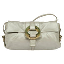 BVLGARI Chandra Shoulder Bag Leather White Gold Auth 138027-13