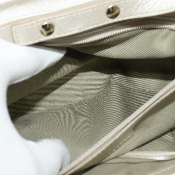 BVLGARI Chandra Shoulder Bag Leather White Gold Auth 138027