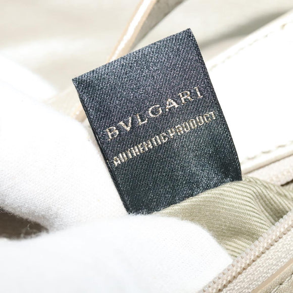 BVLGARI Chandra Shoulder Bag Leather White Gold Auth 138027