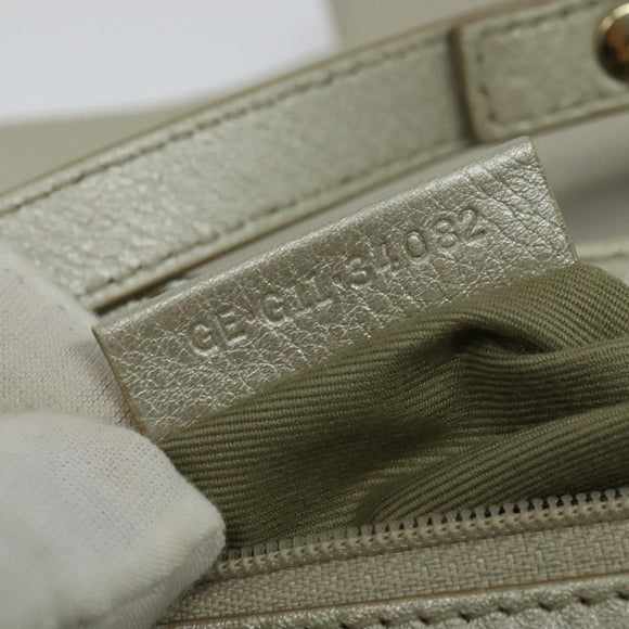 BVLGARI Chandra Shoulder Bag Leather White Gold Auth 138027