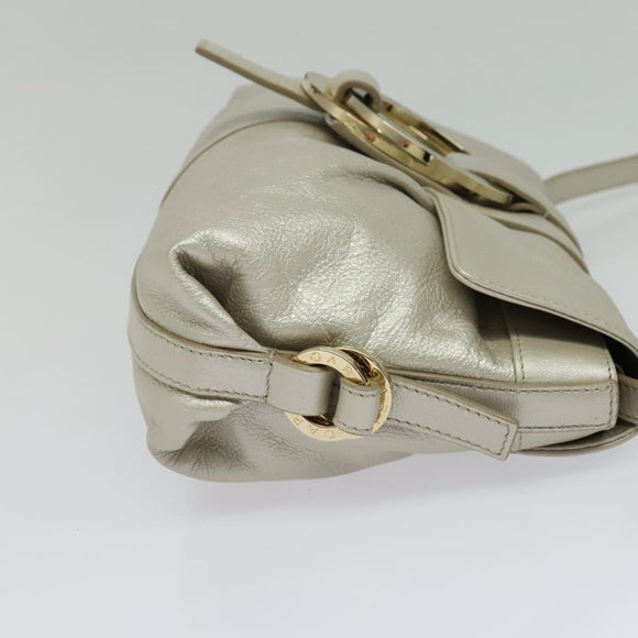 BVLGARI Chandra Shoulder Bag Leather White Gold Auth 138027