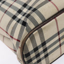 BURBERRY Nova Check Hand Bag Canvas Beige Silver Auth 138052-14