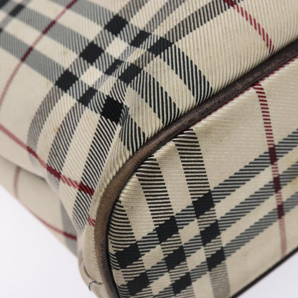 BURBERRY Nova Check Hand Bag Canvas Beige Silver Auth 138052