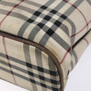 BURBERRY Nova Check Hand Bag Canvas Beige Silver Auth 138052-15