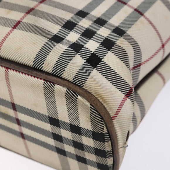 BURBERRY Nova Check Hand Bag Canvas Beige Silver Auth 138052