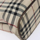 BURBERRY Nova Check Hand Bag Canvas Beige Silver Auth 138052-16