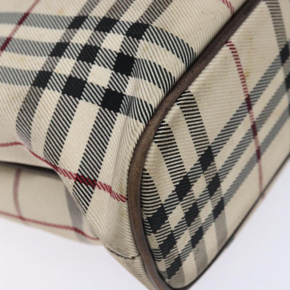 BURBERRY Nova Check Hand Bag Canvas Beige Silver Auth 138052