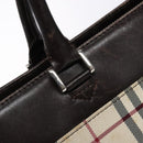 BURBERRY Nova Check Hand Bag Canvas Beige Silver Auth 138052-10