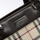 BURBERRY Nova Check Hand Bag Canvas Beige Silver Auth 138052-17