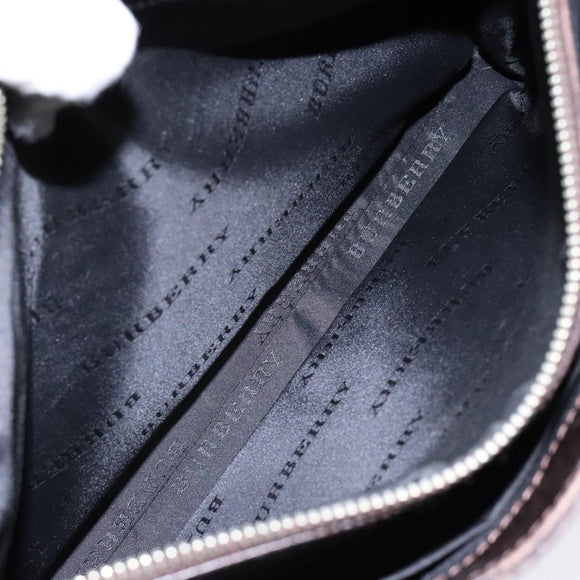 BURBERRY Nova Check Hand Bag Canvas Beige Silver Auth 138052