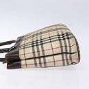 BURBERRY Nova Check Hand Bag Canvas Beige Silver Auth 138052-4