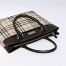 BURBERRY Nova Check Hand Bag Canvas Beige Silver Auth 138052-6