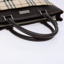 BURBERRY Nova Check Hand Bag Canvas Beige Silver Auth 138052-7