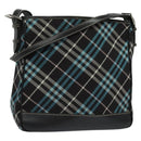 BURBERRY Nova Check Blue Label Shoulder Bag Canvas Blue Silver Auth 138053-1