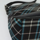 BURBERRY Nova Check Blue Label Shoulder Bag Canvas Blue Silver Auth 138053-10