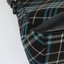 BURBERRY Nova Check Blue Label Shoulder Bag Canvas Blue Silver Auth 138053-12