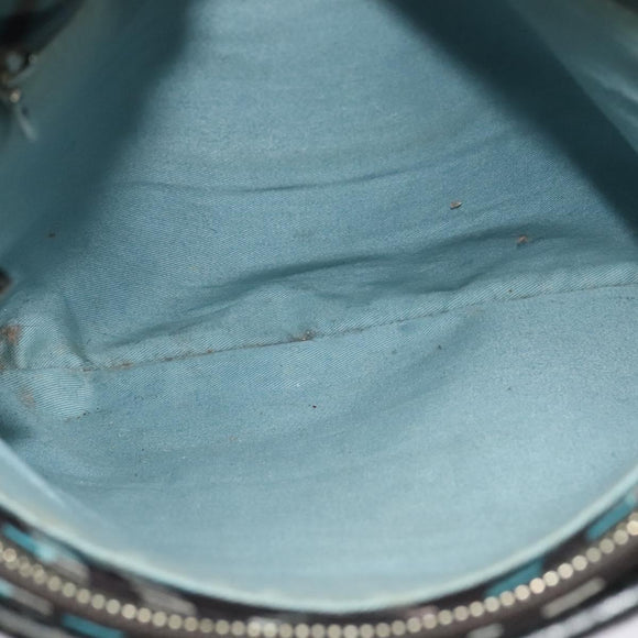 BURBERRY Nova Check Blue Label Shoulder Bag Canvas Blue Silver Auth 138053