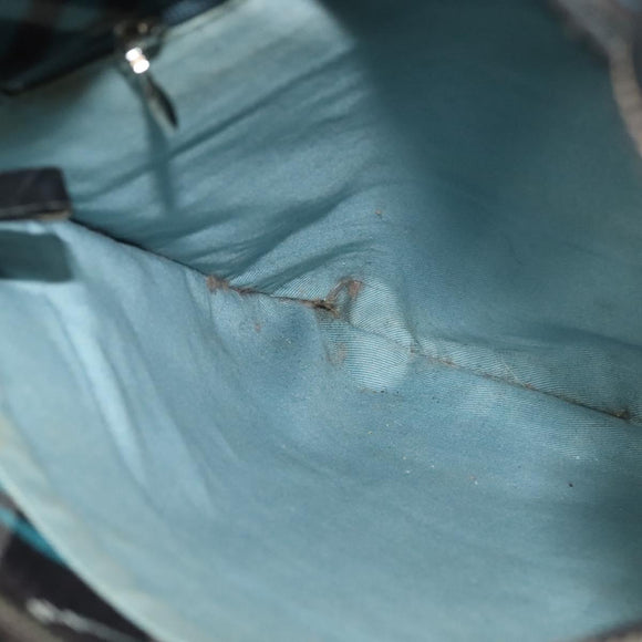 BURBERRY Nova Check Blue Label Shoulder Bag Canvas Blue Silver Auth 138053