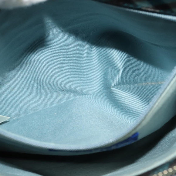 BURBERRY Nova Check Blue Label Shoulder Bag Canvas Blue Silver Auth 138053