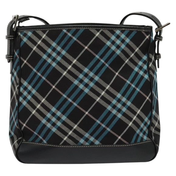 BURBERRY Nova Check Blue Label Shoulder Bag Canvas Blue Silver Auth 138053