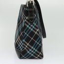 BURBERRY Nova Check Blue Label Shoulder Bag Canvas Blue Silver Auth 138053-4
