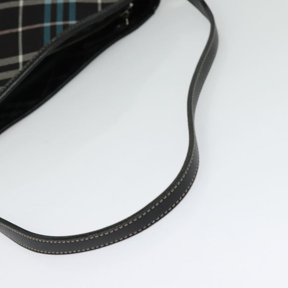 BURBERRY Nova Check Blue Label Shoulder Bag Canvas Blue Silver Auth 138053