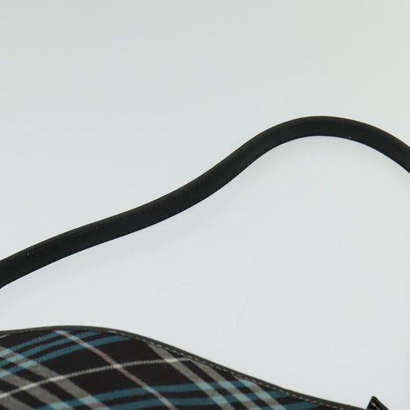BURBERRY Nova Check Blue Label Shoulder Bag Canvas Blue Silver Auth 138053