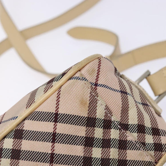 BURBERRY Nova Check Blue Label Shoulder Bag Nylon Pink Silver Auth 138054