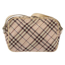 BURBERRY Nova Check Blue Label Shoulder Bag Nylon Pink Silver Auth 138054-2
