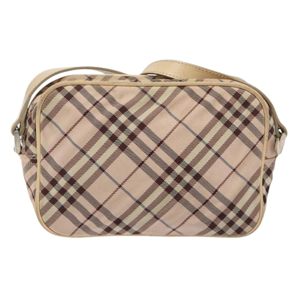 BURBERRY Nova Check Blue Label Shoulder Bag Nylon Pink Silver Auth 138054