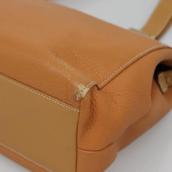 Burberrys Tote Bag Leather Brown Gold Auth 138055