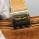 Burberrys Tote Bag Leather Brown Gold Auth 138055-11