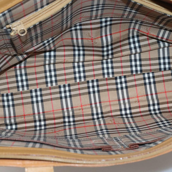 Burberrys Tote Bag Leather Brown Gold Auth 138055