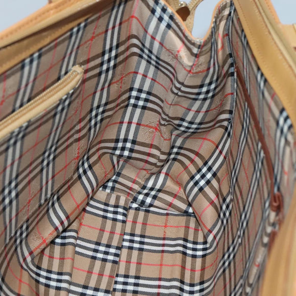 Burberrys Tote Bag Leather Brown Gold Auth 138055