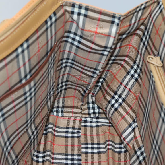 Burberrys Tote Bag Leather Brown Gold Auth 138055