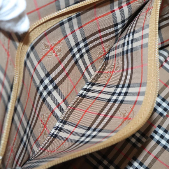 Burberrys Tote Bag Leather Brown Gold Auth 138055