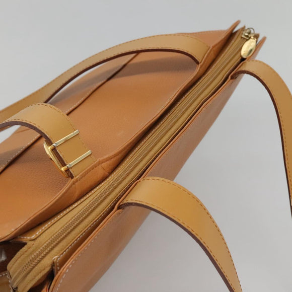 Burberrys Tote Bag Leather Brown Gold Auth 138055