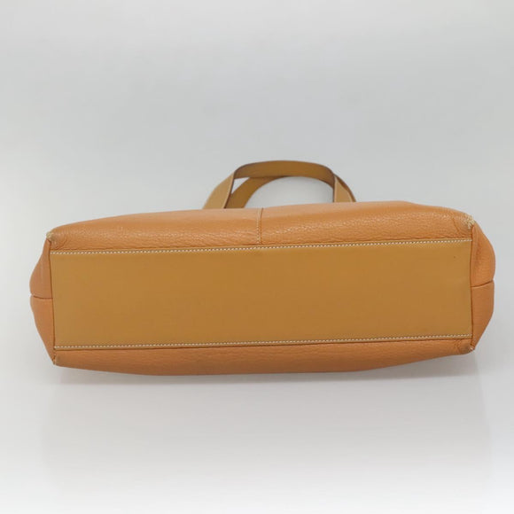 Burberrys Tote Bag Leather Brown Gold Auth 138055