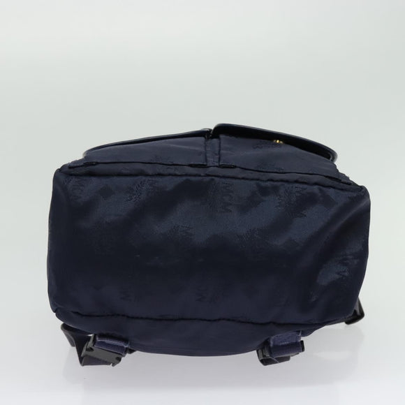 MCM Logogram Vicetos Backpack Nylon Navy Gold Auth 138056