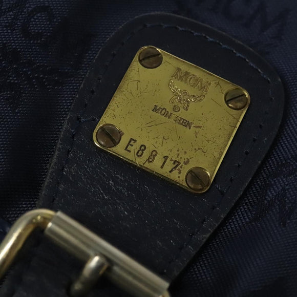 MCM Logogram Vicetos Backpack Nylon Navy Gold Auth 138056