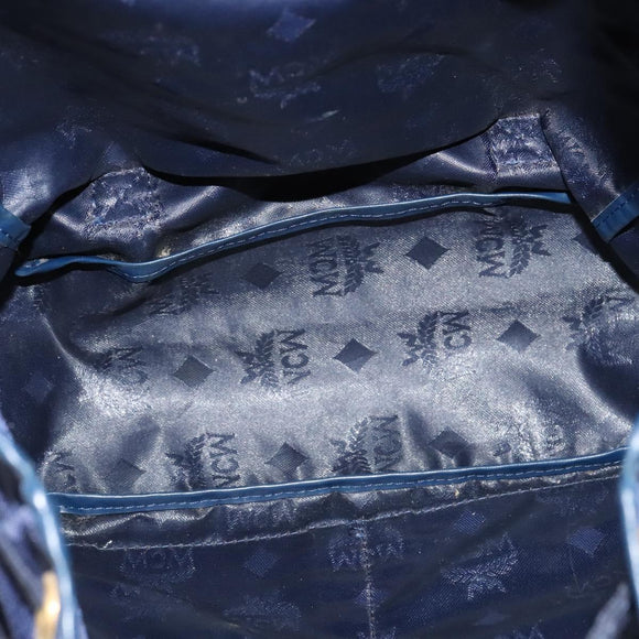 MCM Logogram Vicetos Backpack Nylon Navy Gold Auth 138056