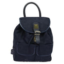 MCM Logogram Vicetos Backpack Nylon Navy Gold Auth 138056-2